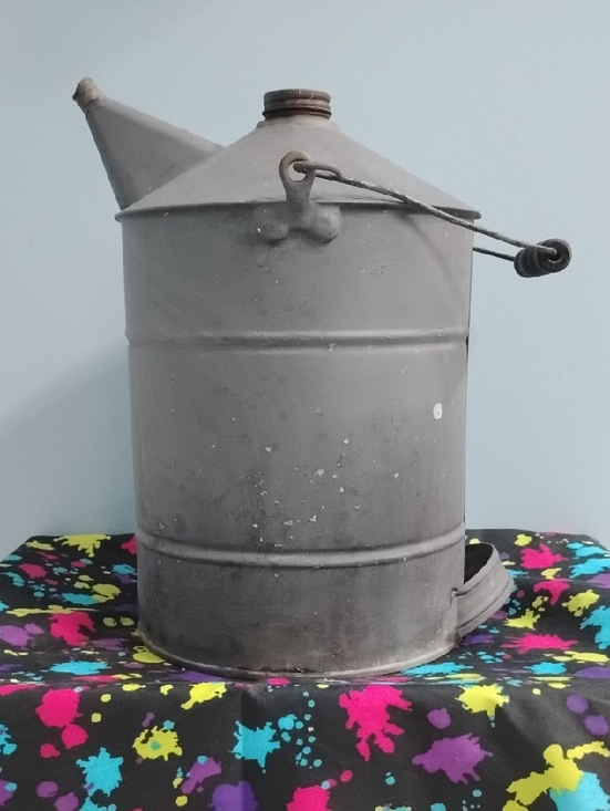 Source Unknown Other - Vintage Industrial Metal Pouring Can with Spout and Wooden Handle